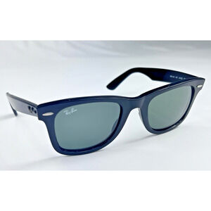 Ray-Ban Wayfarer RB2140 Sunglasses Black Square Green Lens Handmade Italy - READ